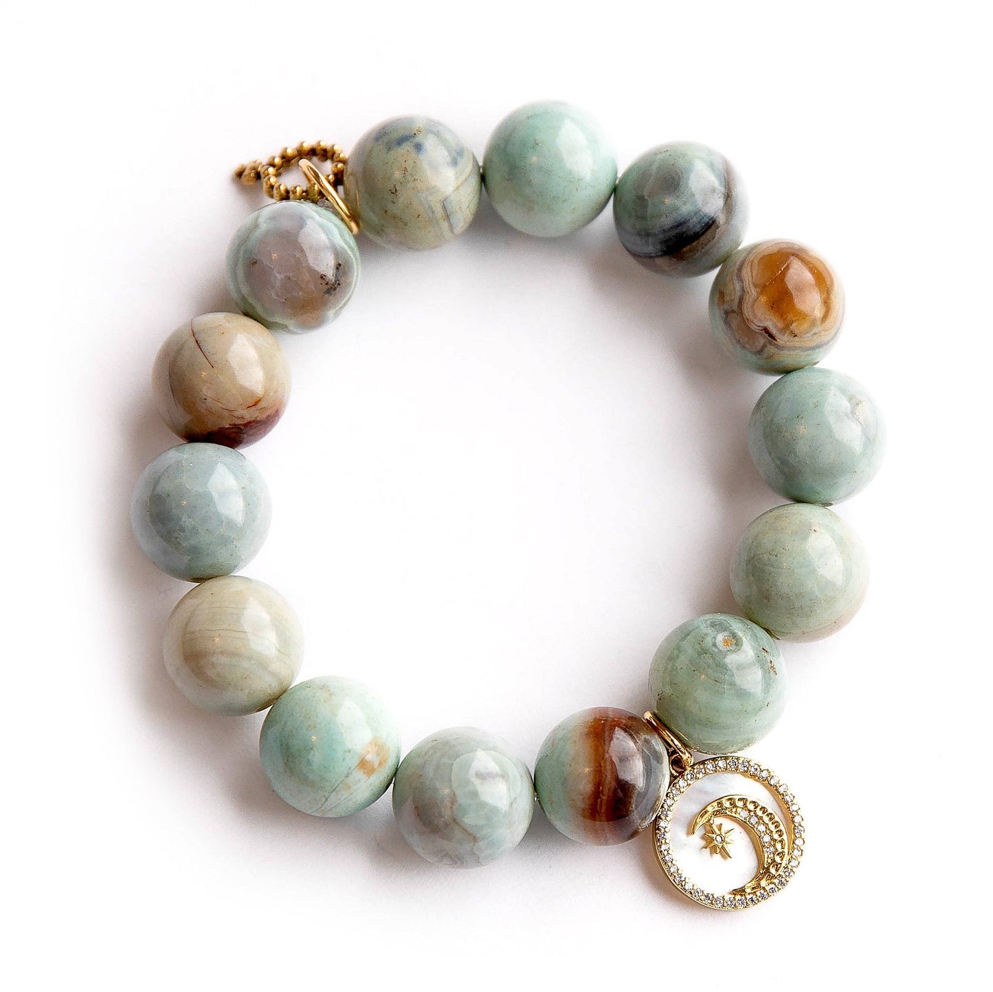 Seafoam Agate with mother of pearl moon and stars