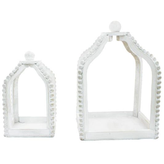 White Bead Open Lanterns- Set of 2