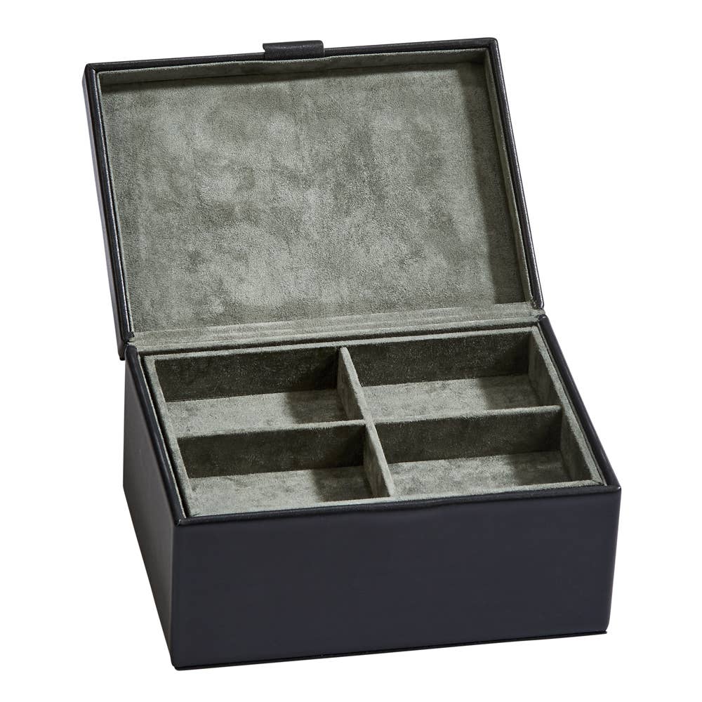 Black Leather Box W/Lift Out Tray 7 X 5