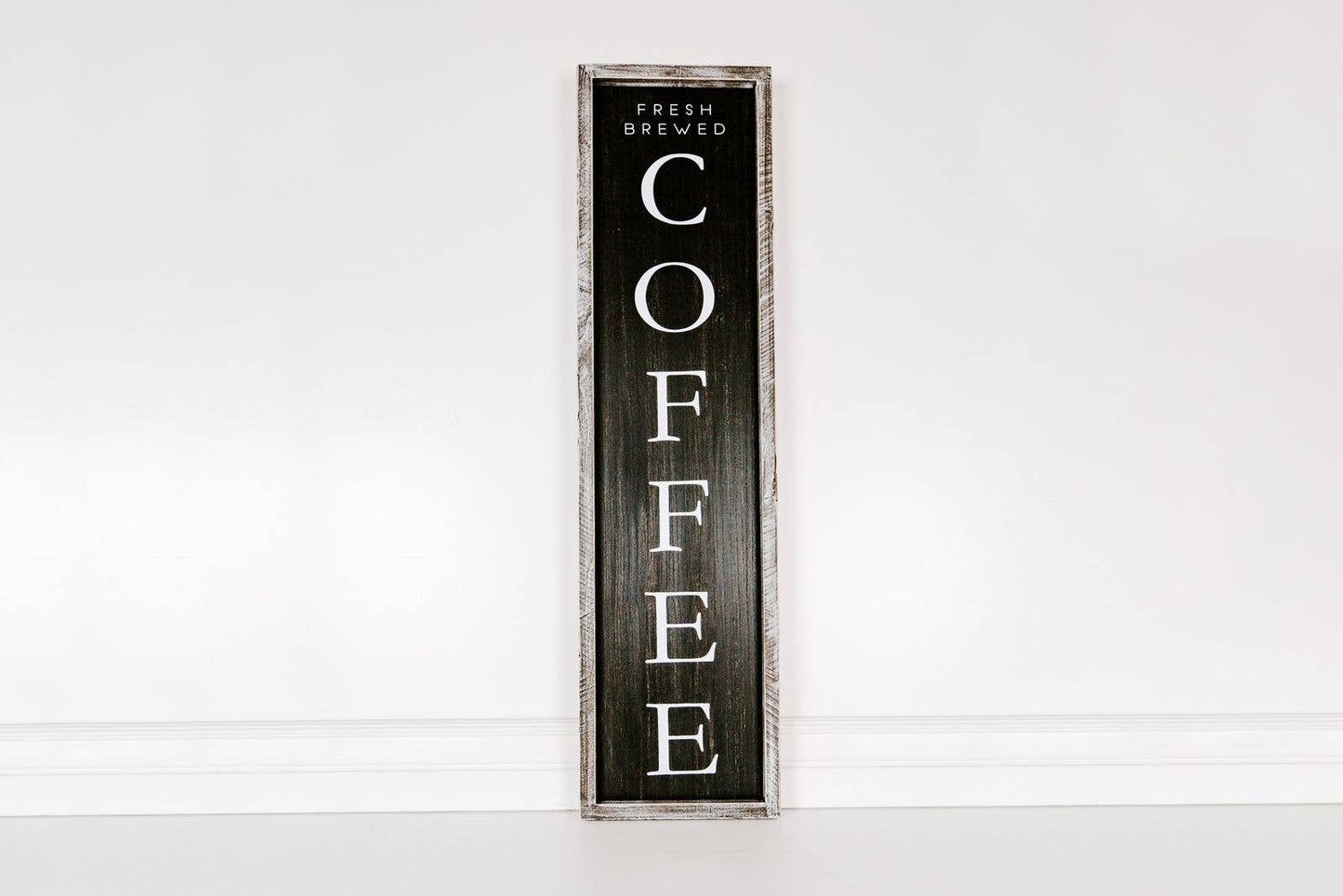 Fresh Brewed Coffee Wood Framed Reversible Sign