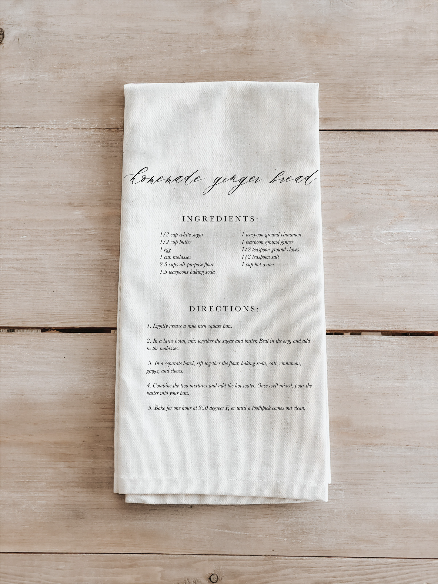 Homemade Gingerbread Recipe Christmas Tea Towel