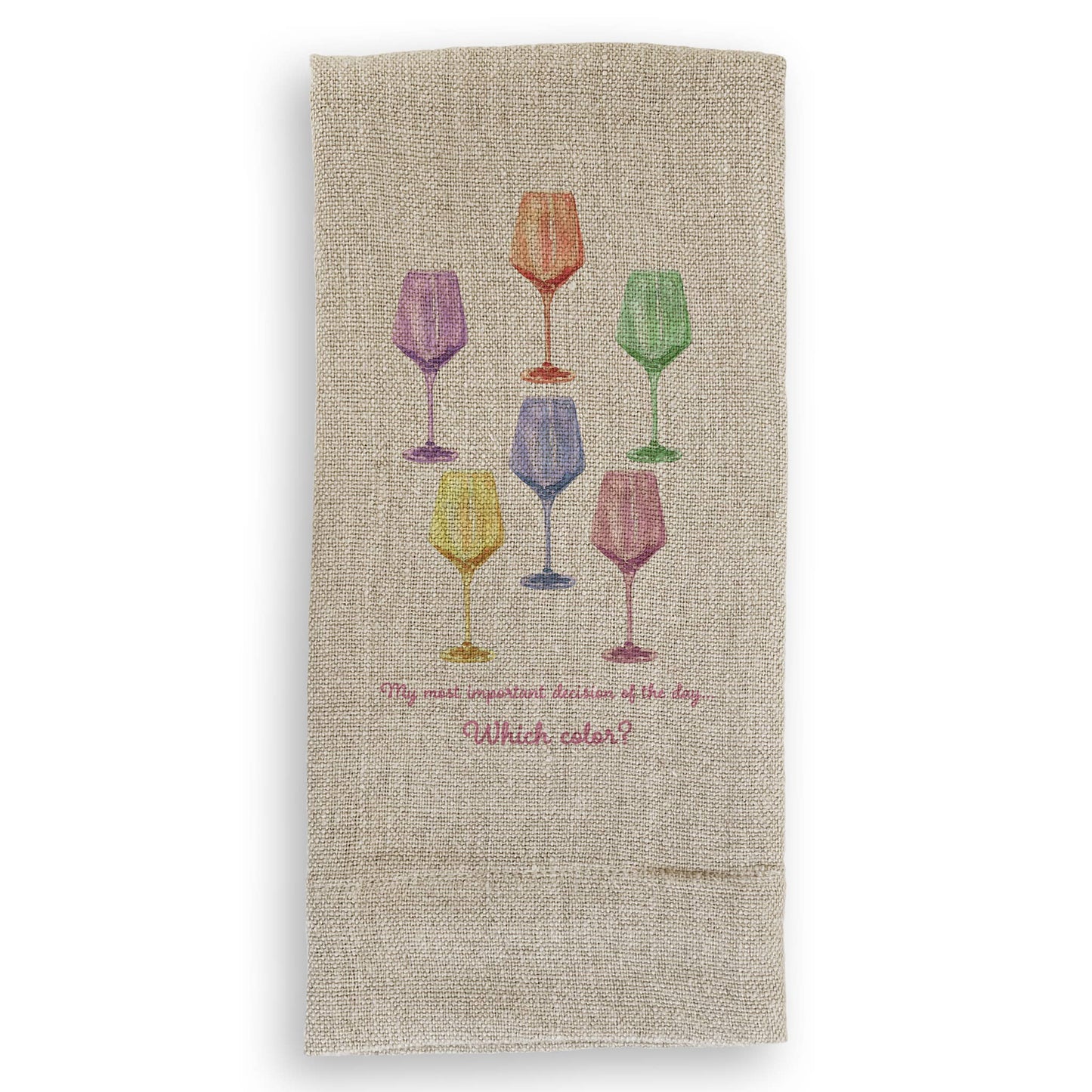 Colorful Wine Glasses with Quote Guest Towel