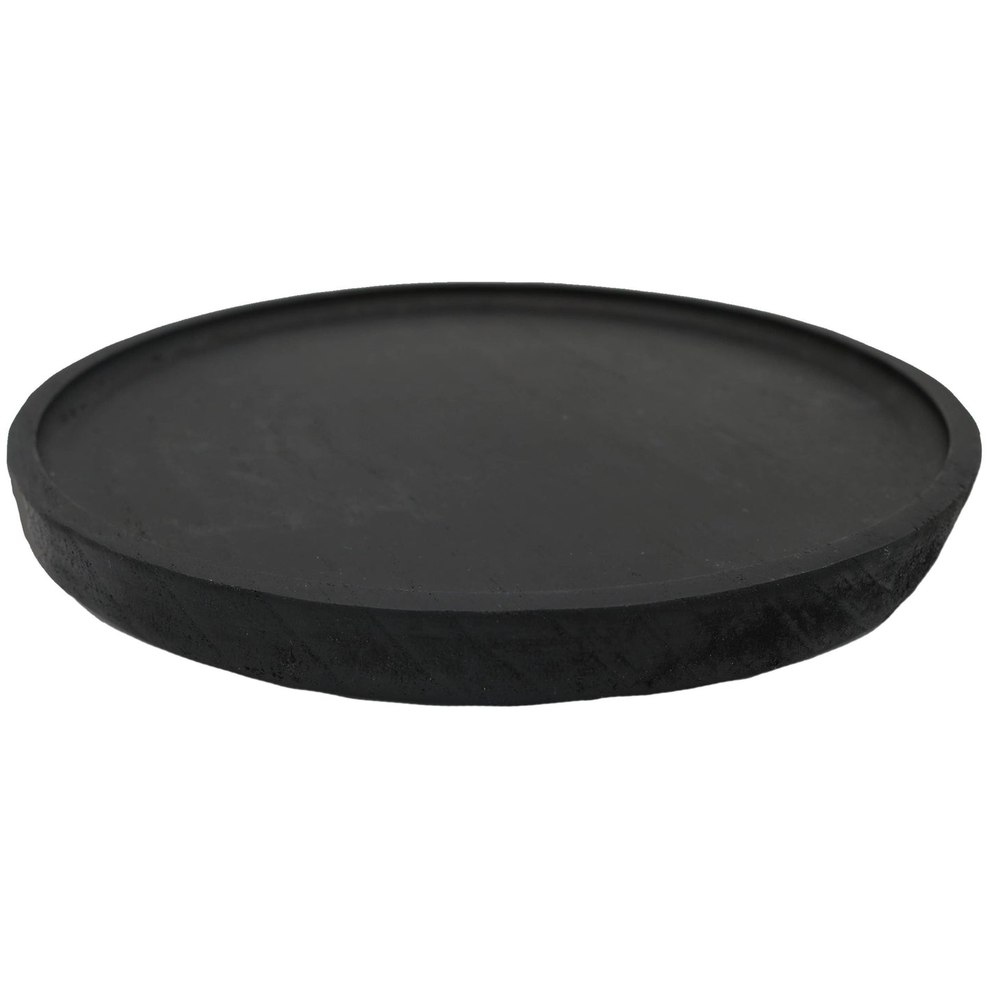 Large Black Wood Round Tray