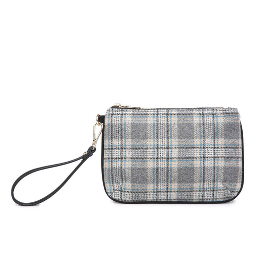 Lucy Monogrammable Patterned Wristlet- Plaid