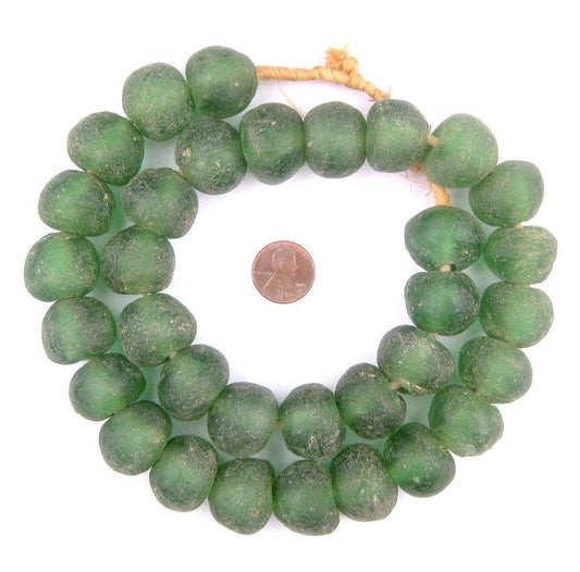 24mm Jumbo Light Green Recycled Glass Beads
