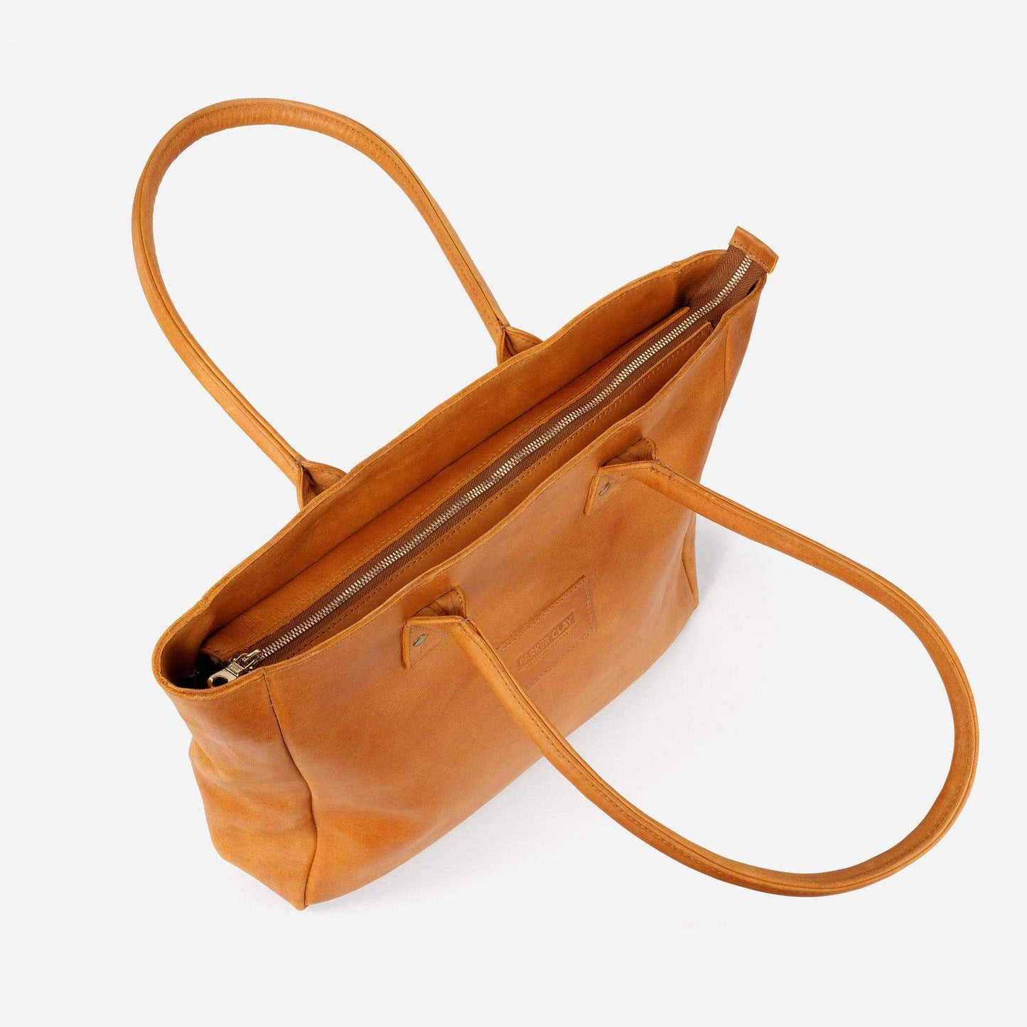 Merkato Signature Zip Tote: Rust Brown