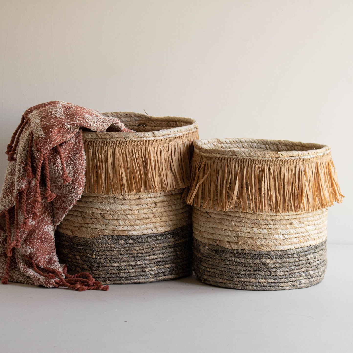 Kacy Natural Woven Baskets- Set of 2