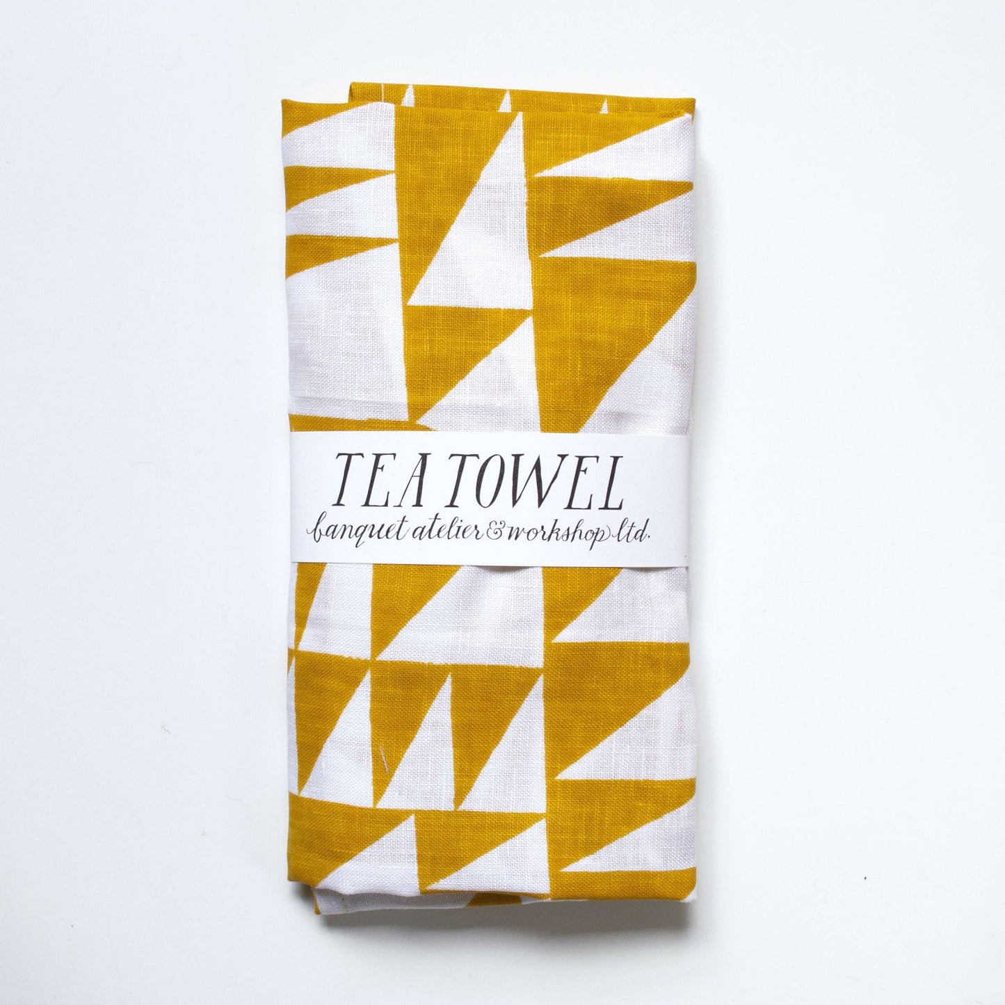 All-linen Tea Towel: Mustard Triangles