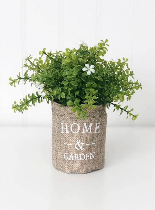 Home & Garden Burlap Bag & Spring Flowers