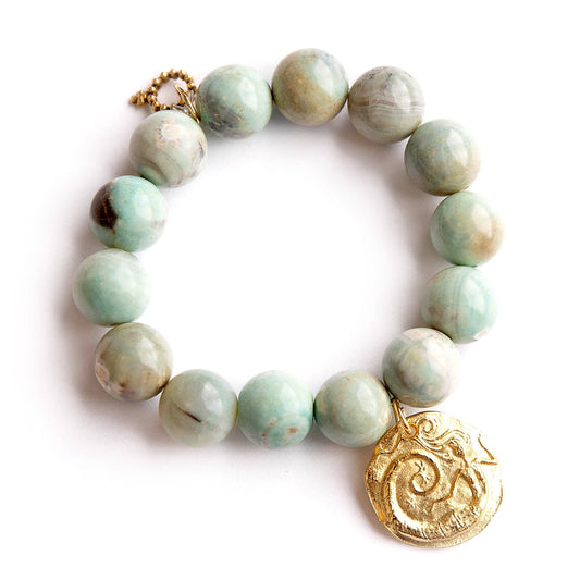 Seafoam Agate with matte gold mermaid