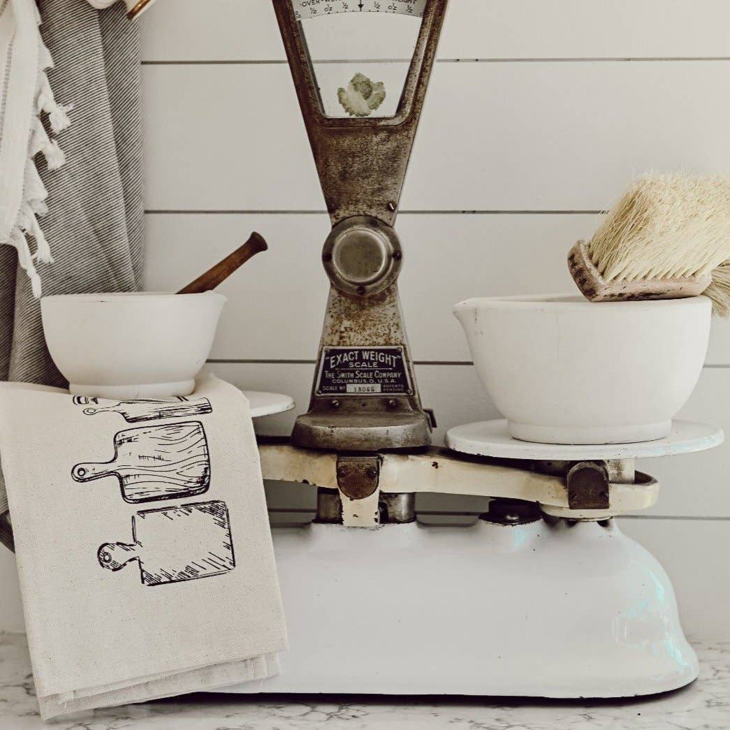 Cutting Boards Folded Tea Towel- White