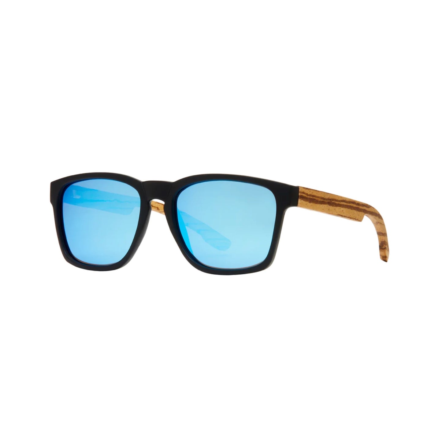 "Chandler" Matte Onyx/Zebra Wood/Ice Blue Mirror Polarized Lens